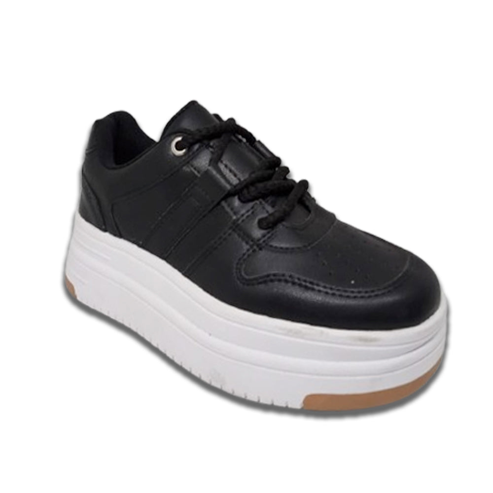 Tenis Plataforma Dama Dva 0905 Negro Blanco Ab0701