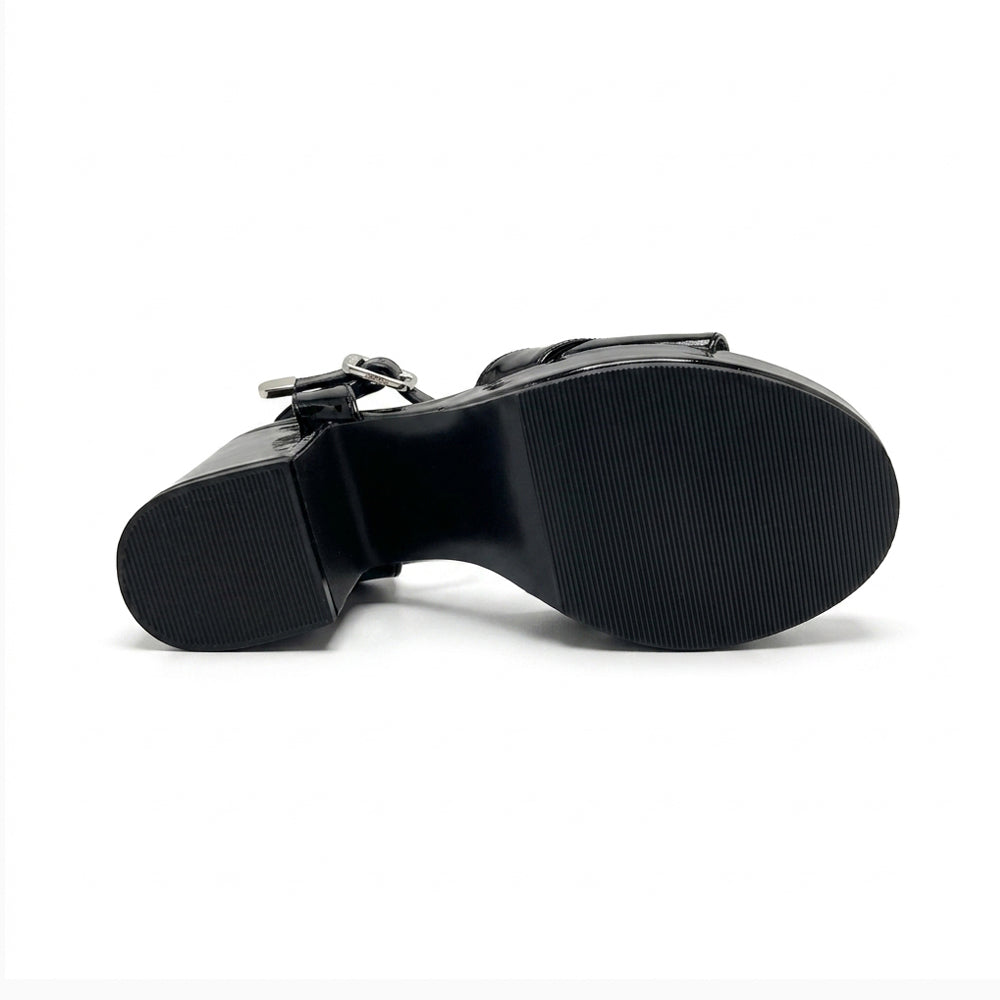 Sandalia De Tacon Mirlon 1420 Negro Charol Ab0701