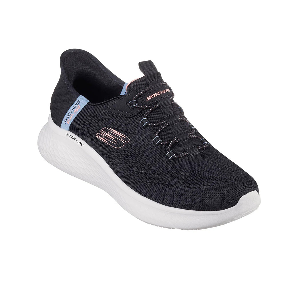 Tenis Deportivo Para Dama Skechers 150017 Negro Multicolor Rosa Ab0701