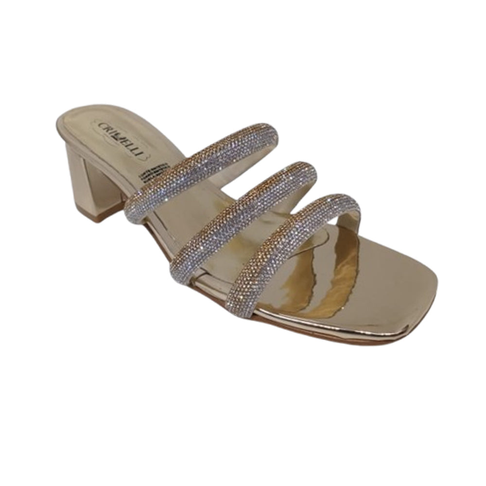 Sandalia Con Tacon Para Dama Crivelli 2595 Oro Ab0701