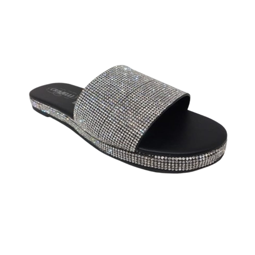 Sandalia Para Dama Crivelli 2646 Plata Negro Ab0701