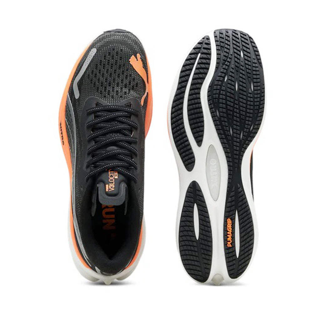 Tenis deportivo Para Caballero Puma Velocity Nitro3 Negro plata Naranja Ab0701