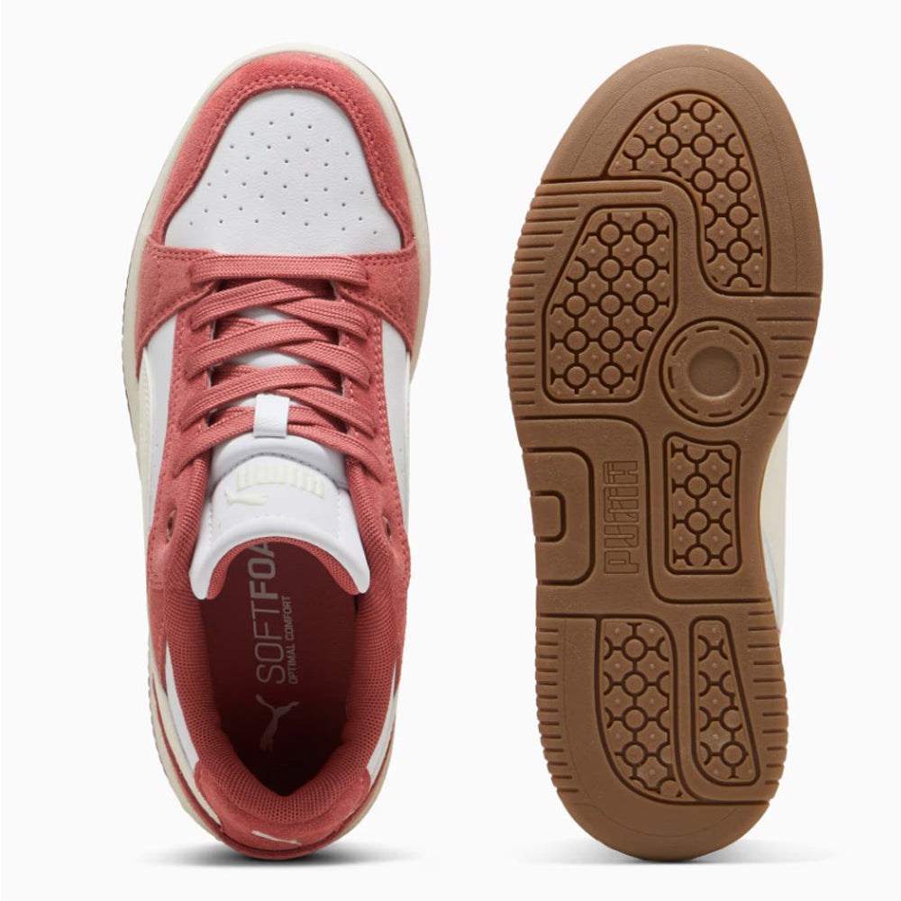 Tenis Casual Para Dama Puma Rebound Femme Low Blanco Marfil Rojo Ab0701