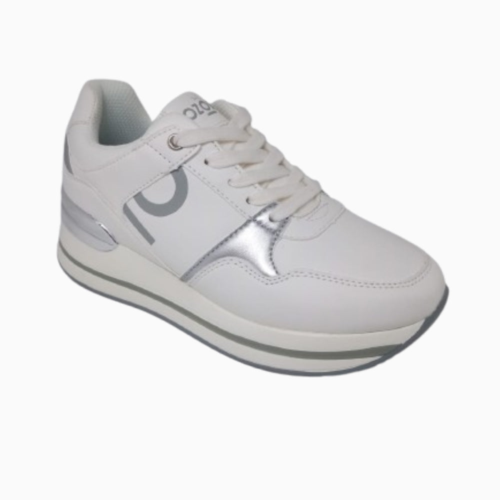 Tenis Casual Para Dama Capa De Ozono 616801 Blanco Plata Ab0701