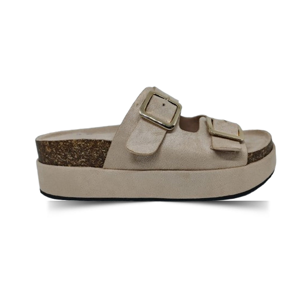 Sandalia Casual Para Dama Capa De Ozono 678101 Beige Ab0701