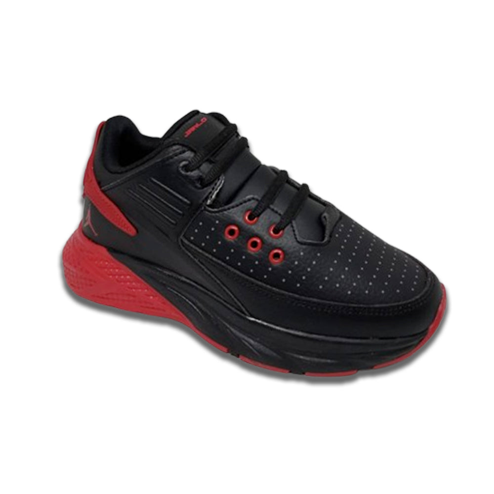 Tenis Deportivo Para Joven / Dama Janlo 8002 Negro Rojo Ab0701
