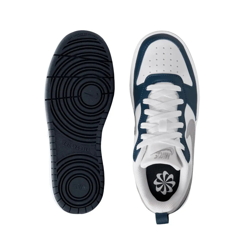 Tenis Casual Para Dama Nike Court Borough Recraft Blanco Marino Plata Ab0701
