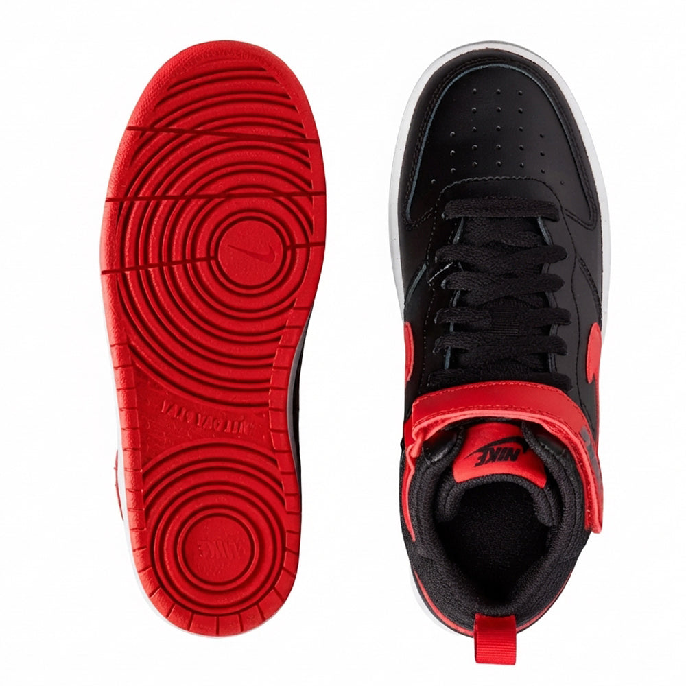 Tenis Casual Para Dama Nike Court Borough Mid 2 Negro Rojo Ab0701