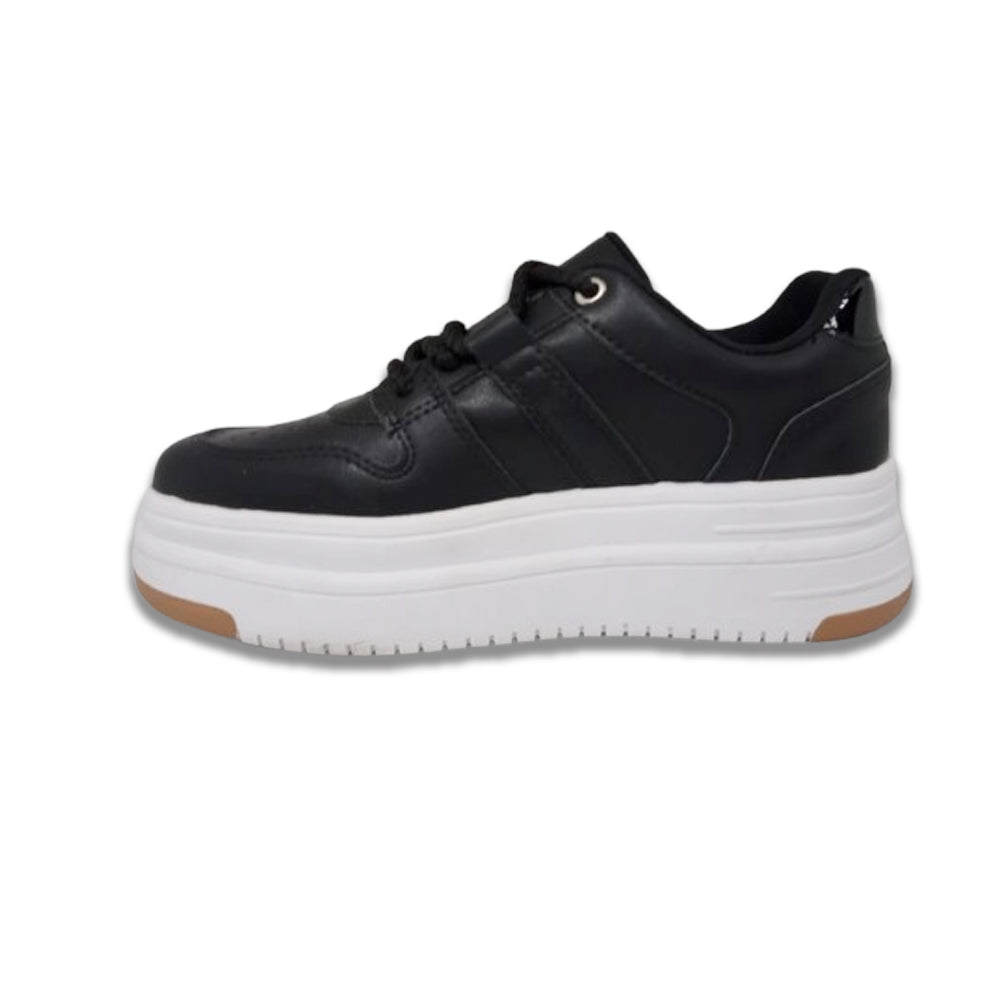 Tenis Plataforma Dama Dva 0905 Negro Blanco Ab0701