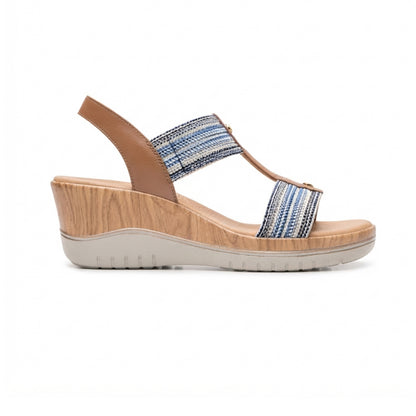 Sandalia De Plataforma Para Dama Flexi 113326 Azul Ab0701