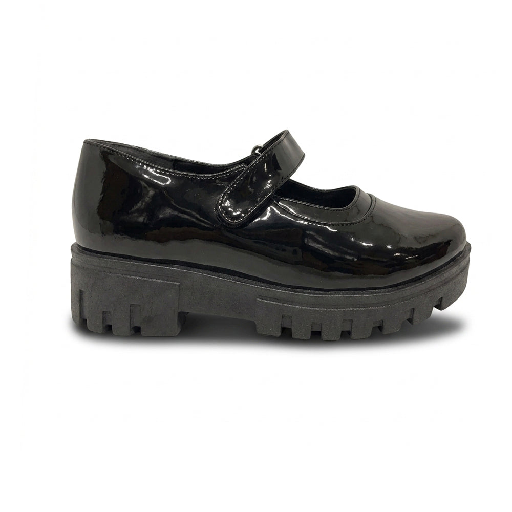 Calzado Escolar Para Niña Fredels 12332 Negro Charol Ab0701