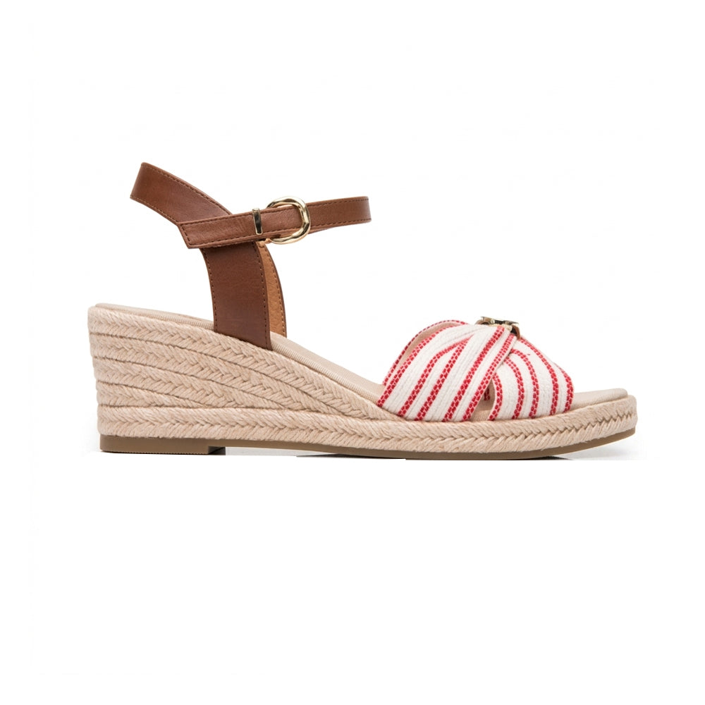 Sandalia Cuña Alta Para Dama Flexi 135401 Rojo Ab0701