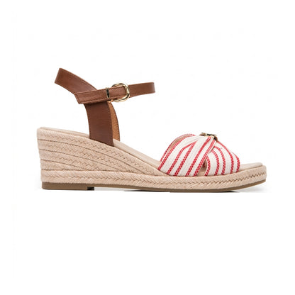 Sandalia Cuña Alta Para Dama Flexi 135401 Rojo Ab0701