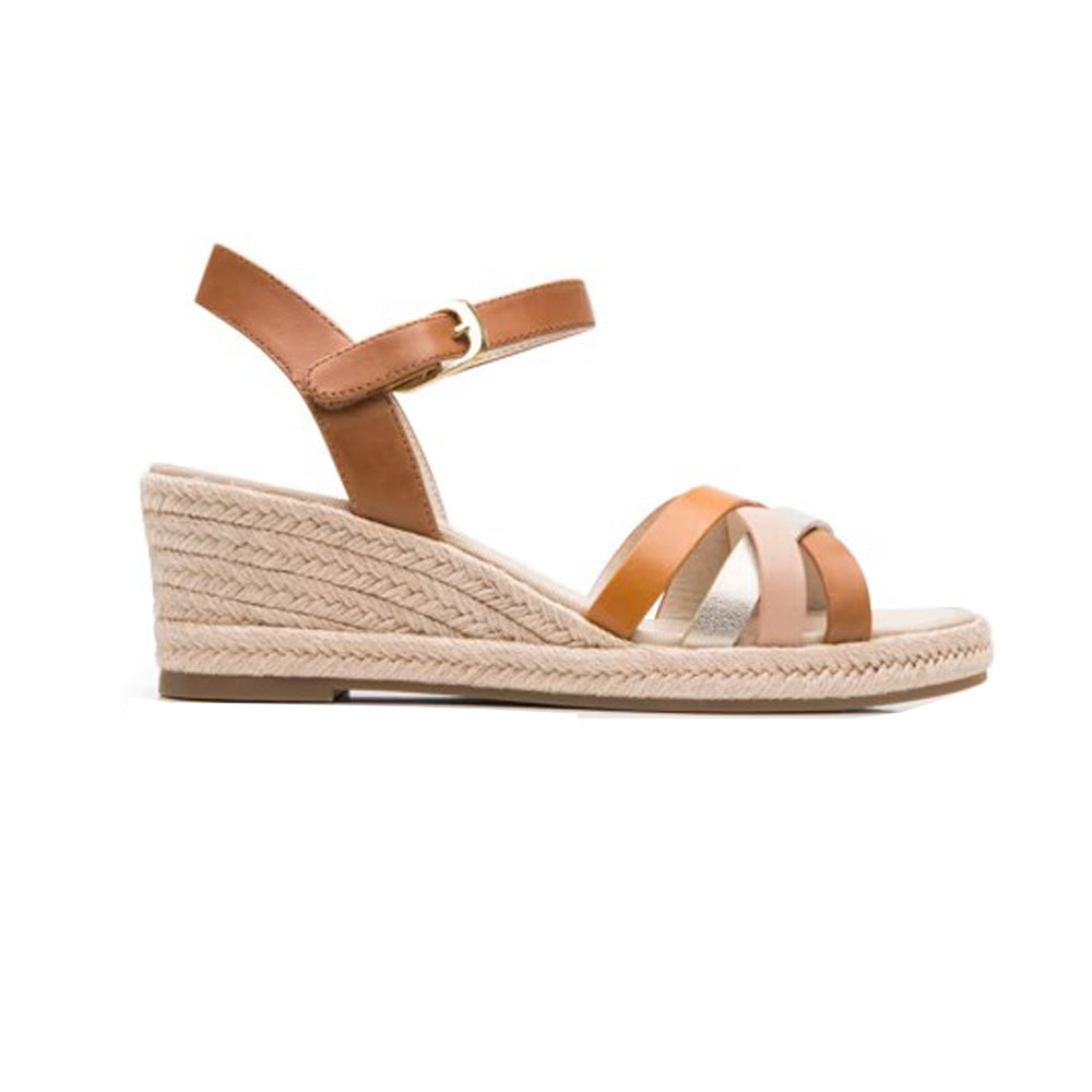 Sandalia Cuña Alta Para Dama Flexi 135402 Tan Multicolor Ab0701