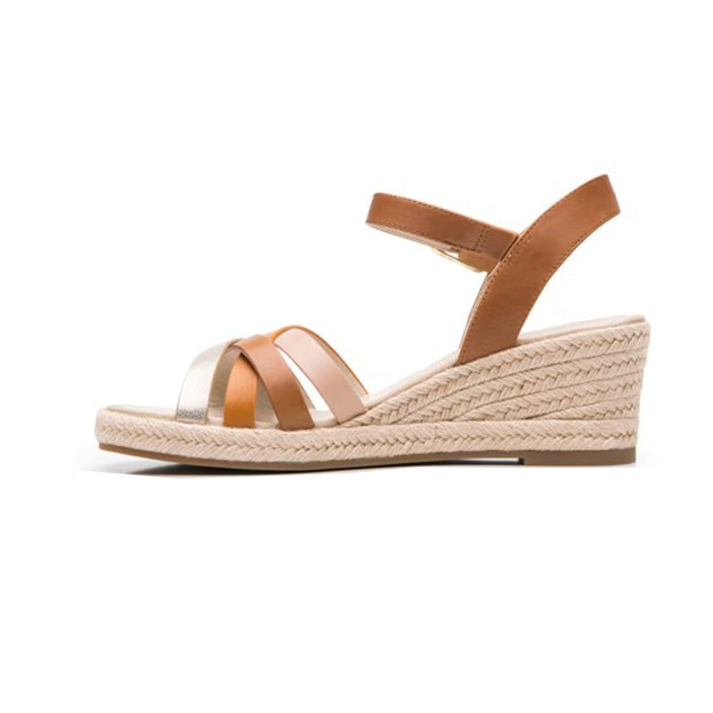 Sandalia Cuña Alta Para Dama Flexi 135402 Tan Multicolor Ab0701