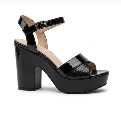 Sandalia De Tacon Mirlon 1420 Negro Charol Ab0701
