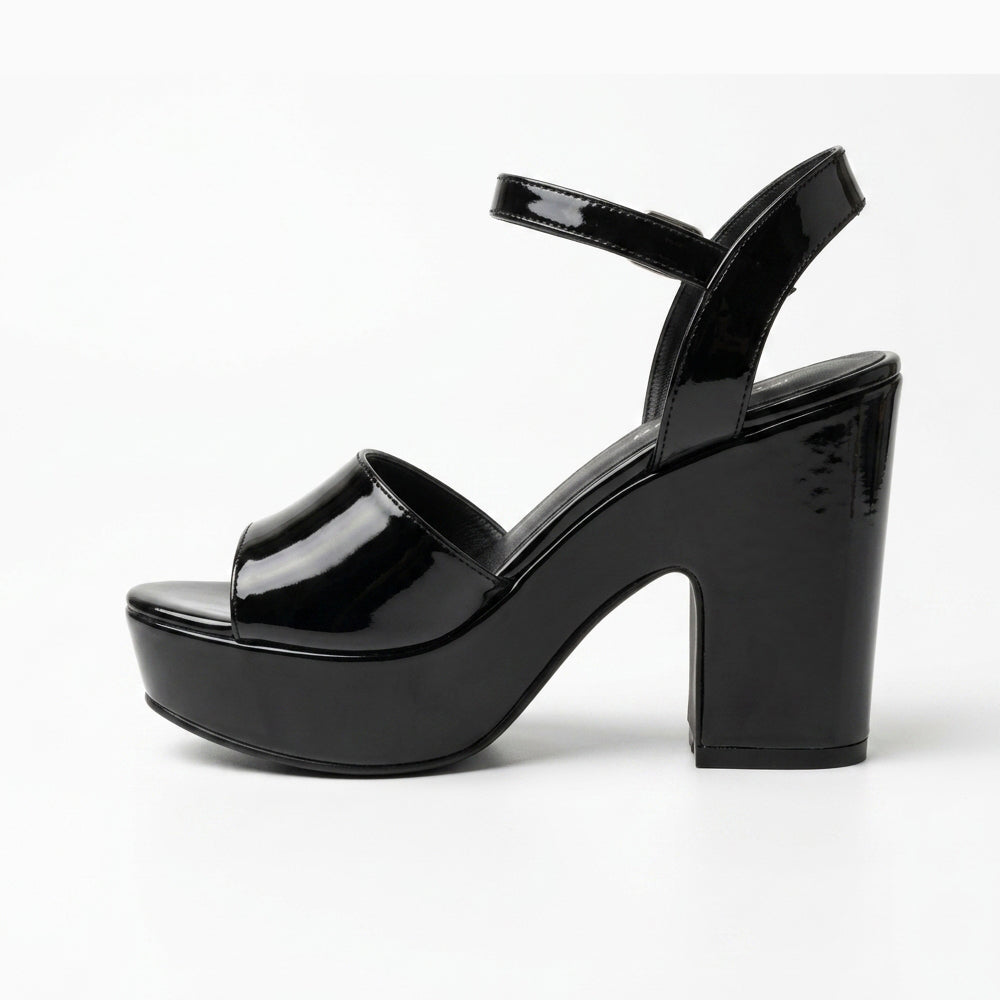Sandalia De Tacon Mirlon 1420 Negro Charol Ab0701