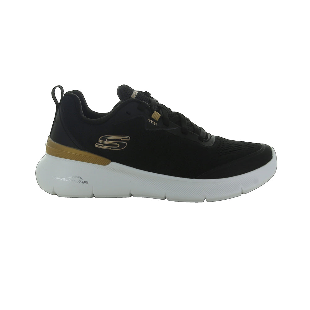 Tenis Deportivo Para Dama Skechers 21020 Negro Oro Ab0701