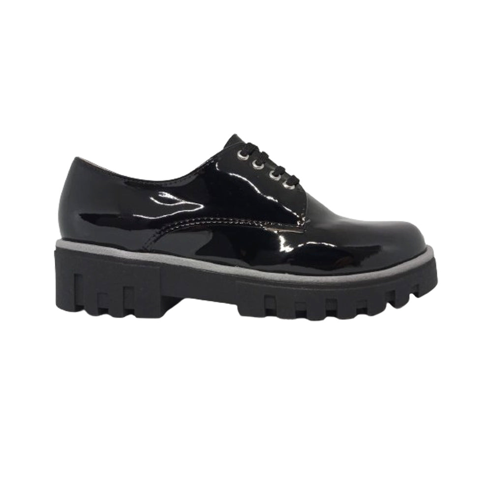 Calzado Escolar Para Niña Joven Dechris 221 Negro Charol Ab0701