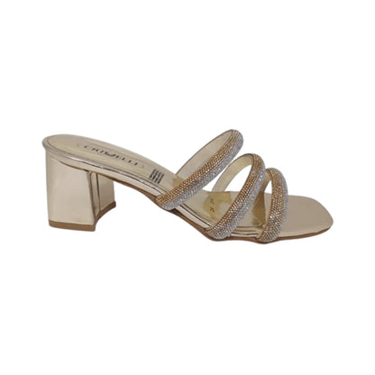 Sandalia Con Tacon Para Dama Crivelli 2595 Oro Ab0701