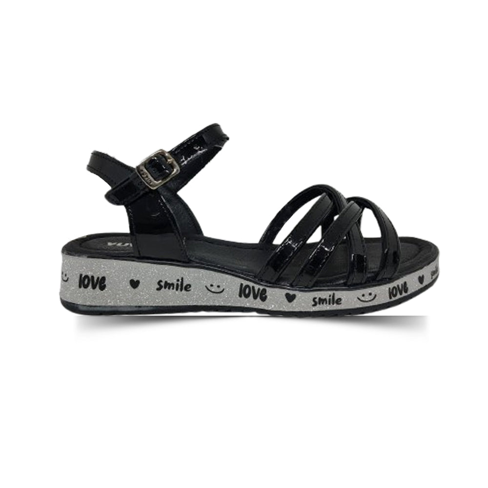 Sandalia Para Dama Yuyin 26083 Negro Charol Ab701