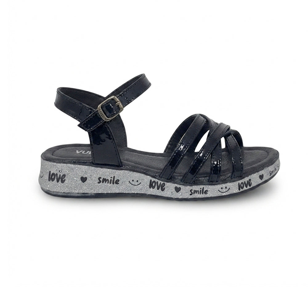 Sandalia Para Dama Yuyin 26083 Negro Charol Ab701