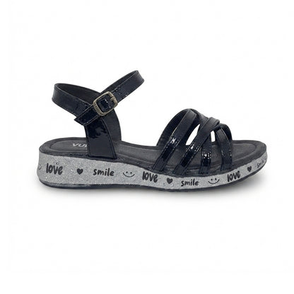 Sandalia Para Dama Yuyin 26083 Negro Charol Ab701