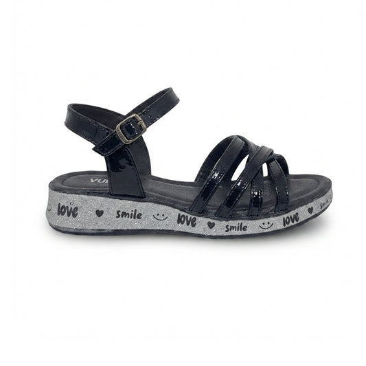 Sandalia Para Dama Yuyin 26083 Negro Charol Ab701