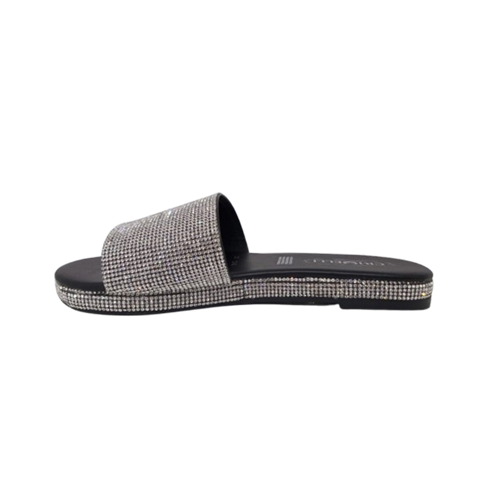 Sandalia Para Dama Crivelli 2646 Plata Negro Ab0701