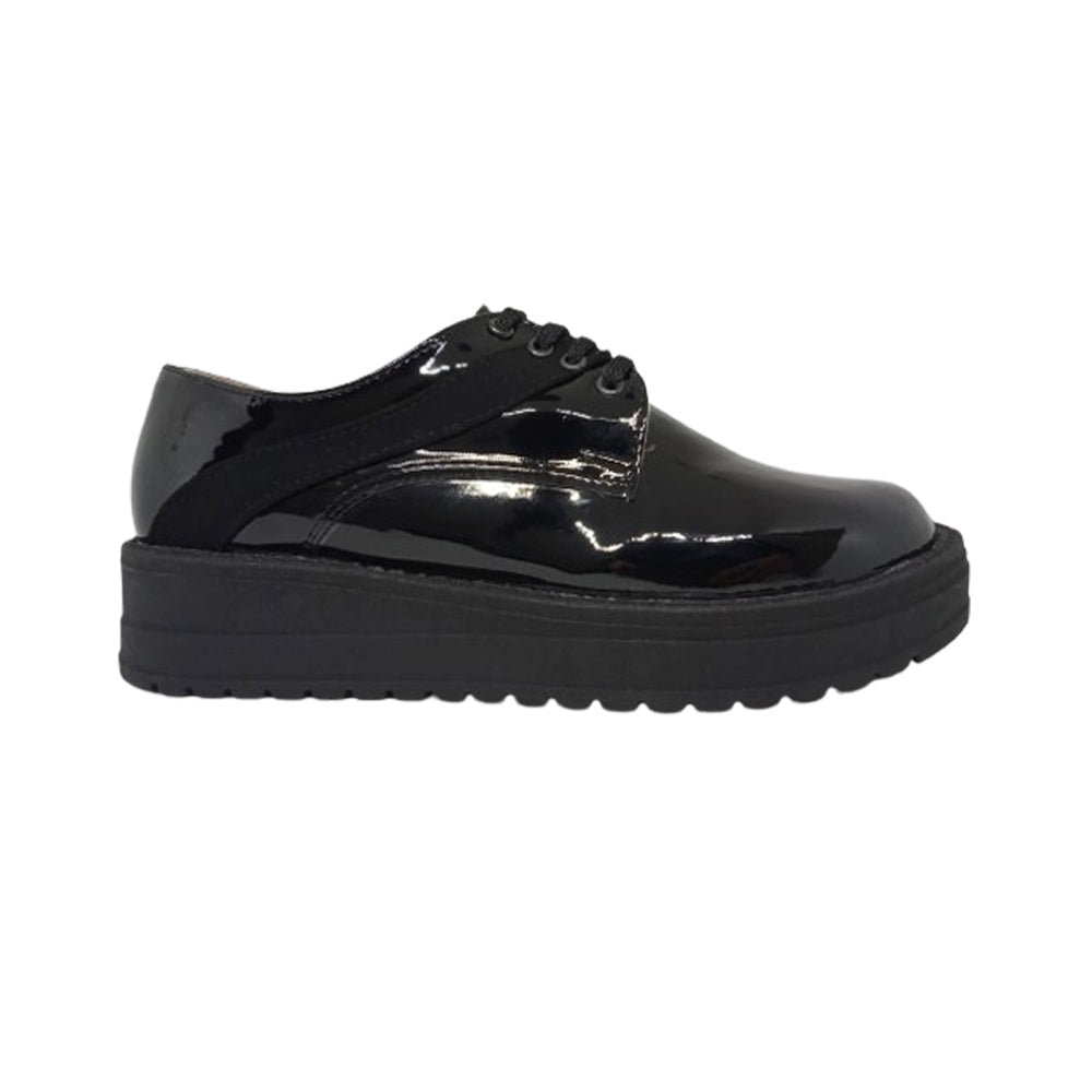 Calzado Escolar Para Niña Joven Dechris 323 Negro Charol Ab0701
