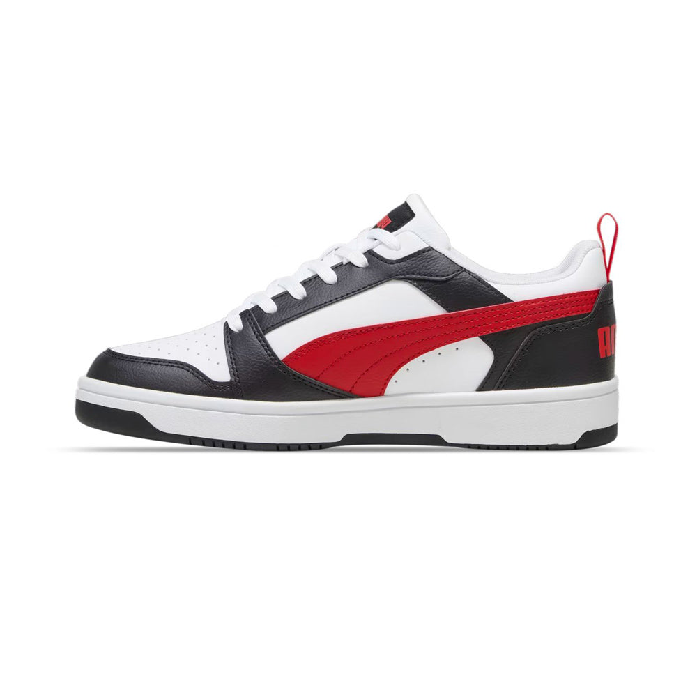 Tenis Casual Para Dama Puma Rebound V6 Low Jr Blanco Rojo Negro Ab0701