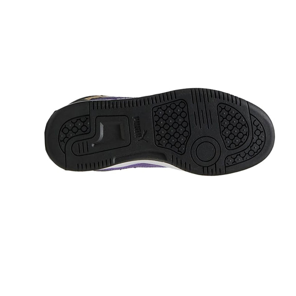 Tenis Casual De Bota Para Dama Puma Rebound V6 Blanco Negro Morado Ab0701
