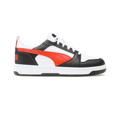 Tenis Casual Para Dama Puma Rebound V6 Low Jr Blanco Rojo Negro Ab0701
