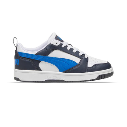Tenis Casual Para Dama Puma Rebound V6 Low Jr Blanco Azul Gris Ab0701