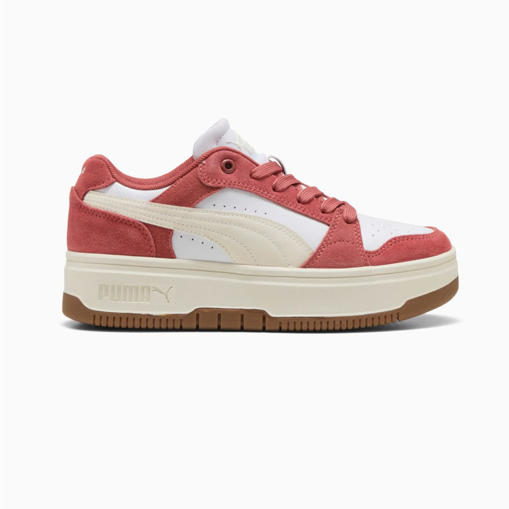 Tenis Casual Para Dama Puma Rebound Femme Low Blanco Marfil Rojo Ab0701