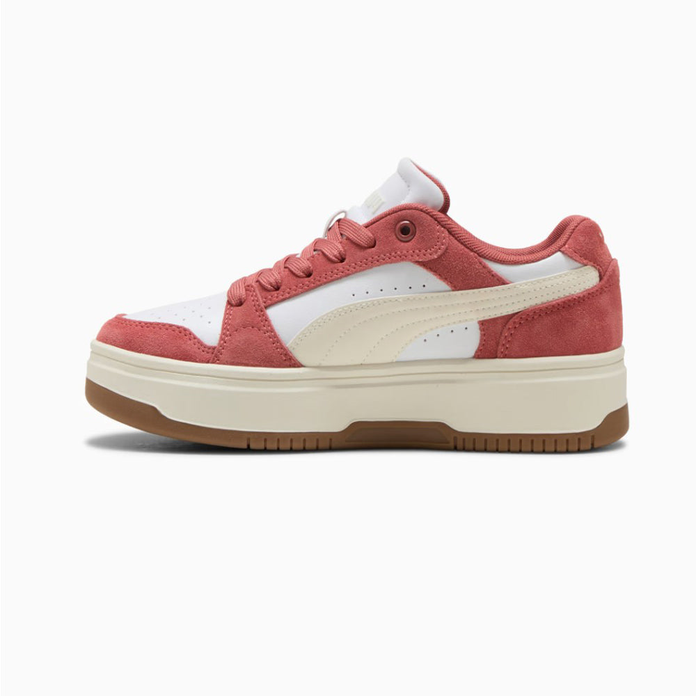 Tenis Casual Para Dama Puma Rebound Femme Low Blanco Marfil Rojo Ab0701