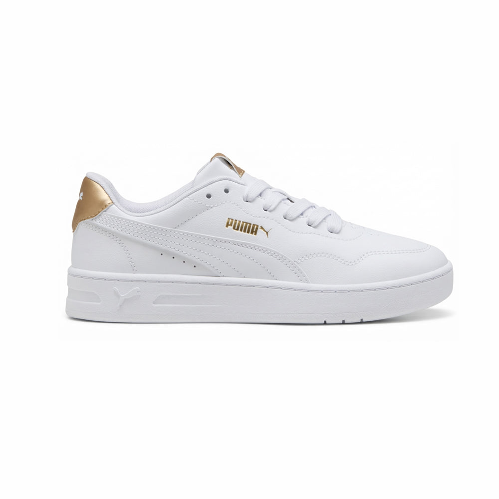Tenis Casual Para Dama Puma Court Lally Metallic Blanco Oro Ab0701