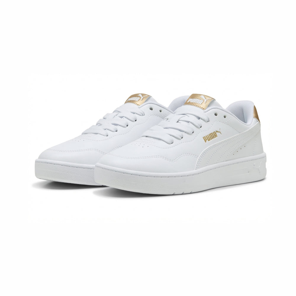 Tenis Casual Para Dama Puma Court Lally Metallic Blanco Oro Ab0701