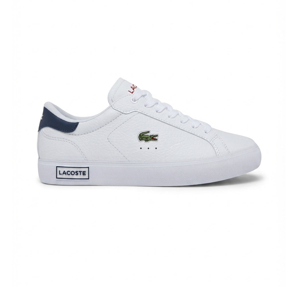 Tenis Casual Para Caballero Lacoste Power Court Blanco Marino Rojo Ab0701
