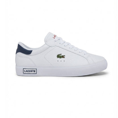 Tenis Casual Para Caballero Lacoste Power Court Blanco Marino Rojo Ab0701