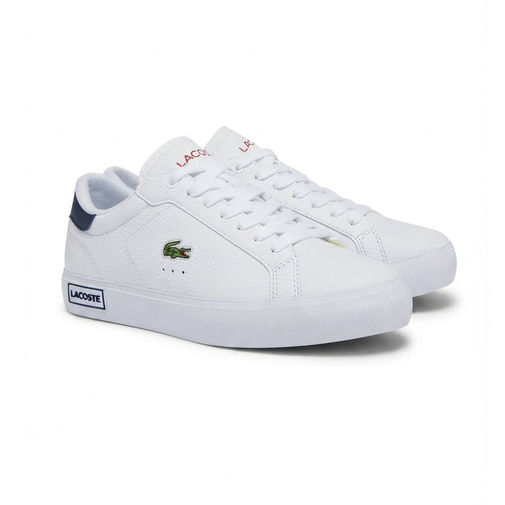 Tenis Casual Para Caballero Lacoste Power Court Blanco Marino Rojo Ab0701