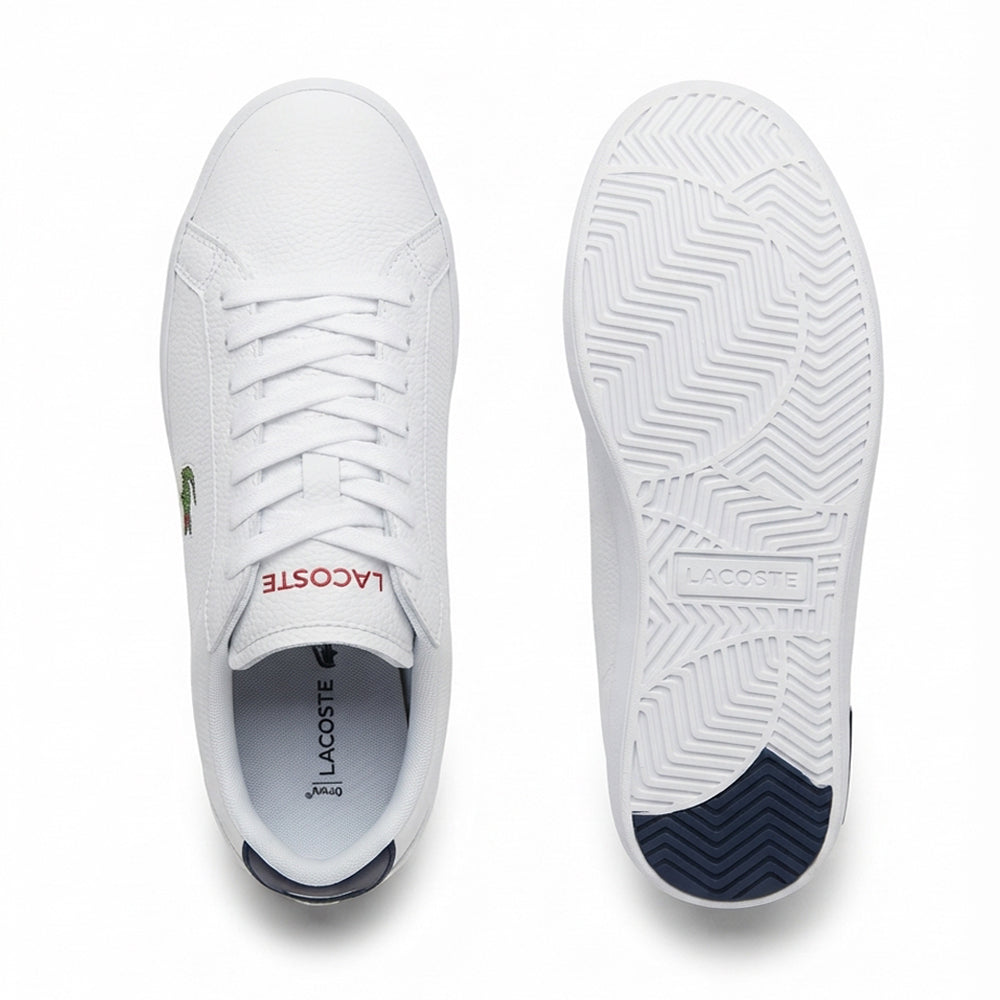 Tenis Casual Para Caballero Lacoste Power Court Blanco Marino Rojo Ab0701