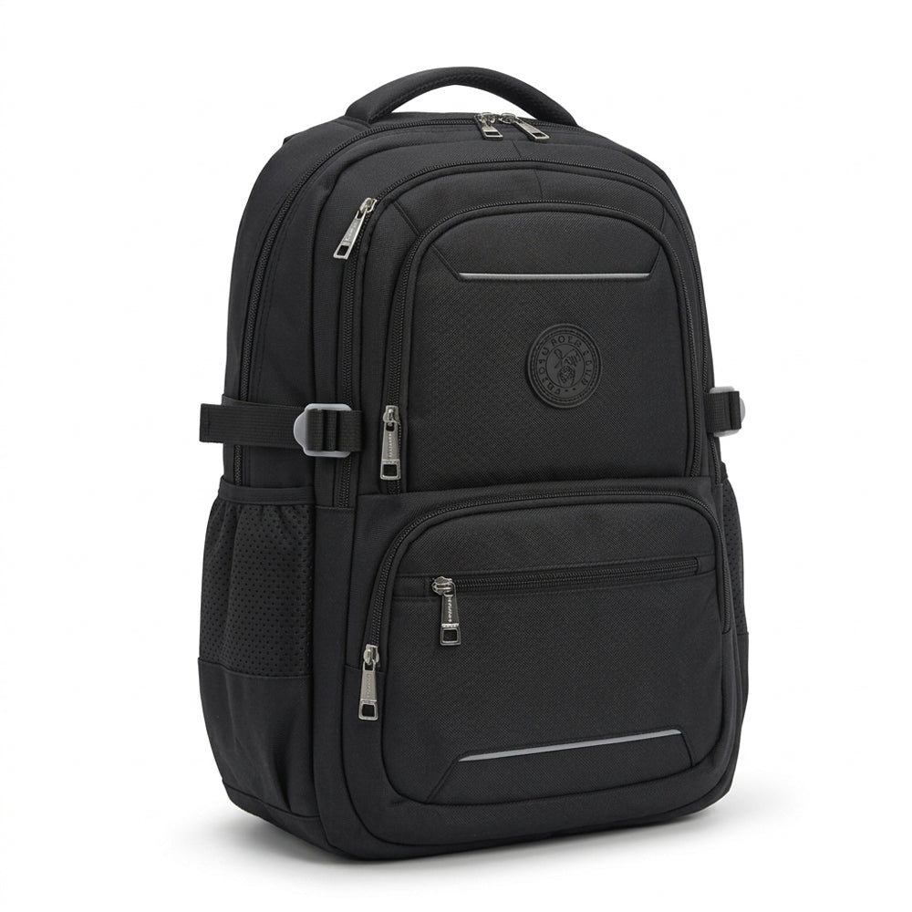 Mochila Backpack Royal Polo Club Color Negro Multicompartimentos Ab0701