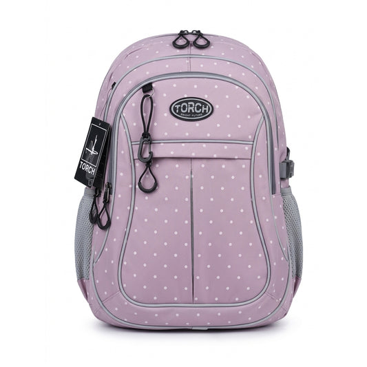 Mochila Escolar Torch Rosa Con Lunares Multicompartimentos Ab0701