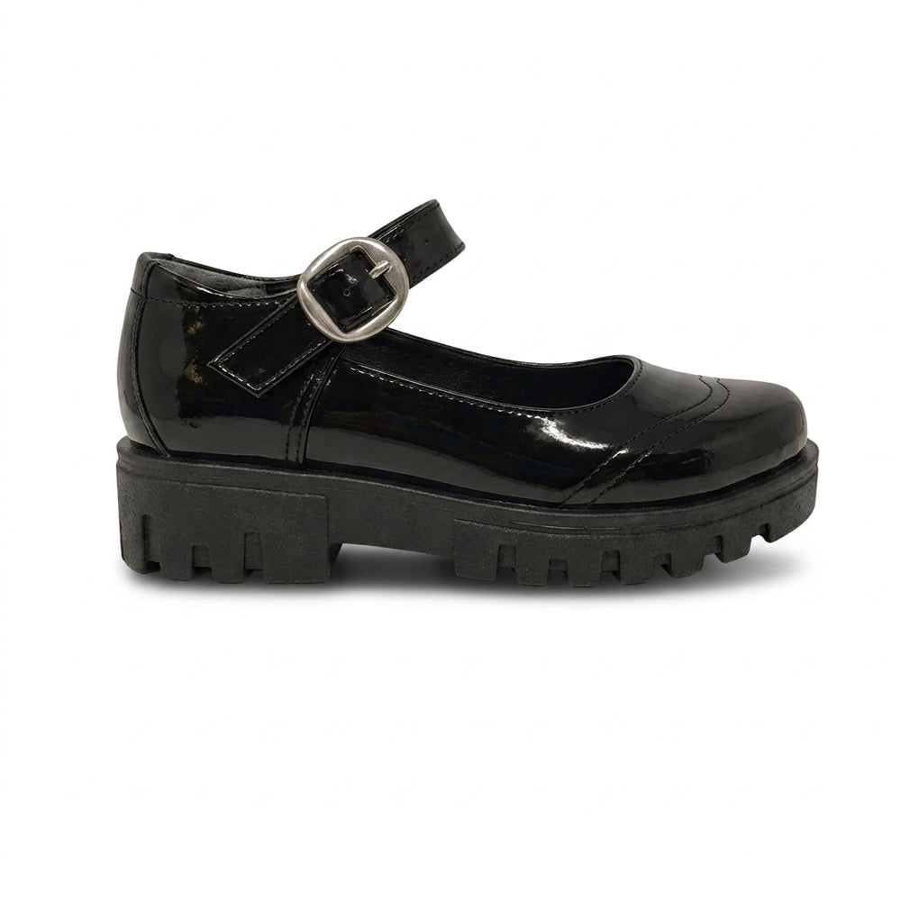 Calzado Escolar Para Niña Fredels 5001 Negro Charol Ab0701