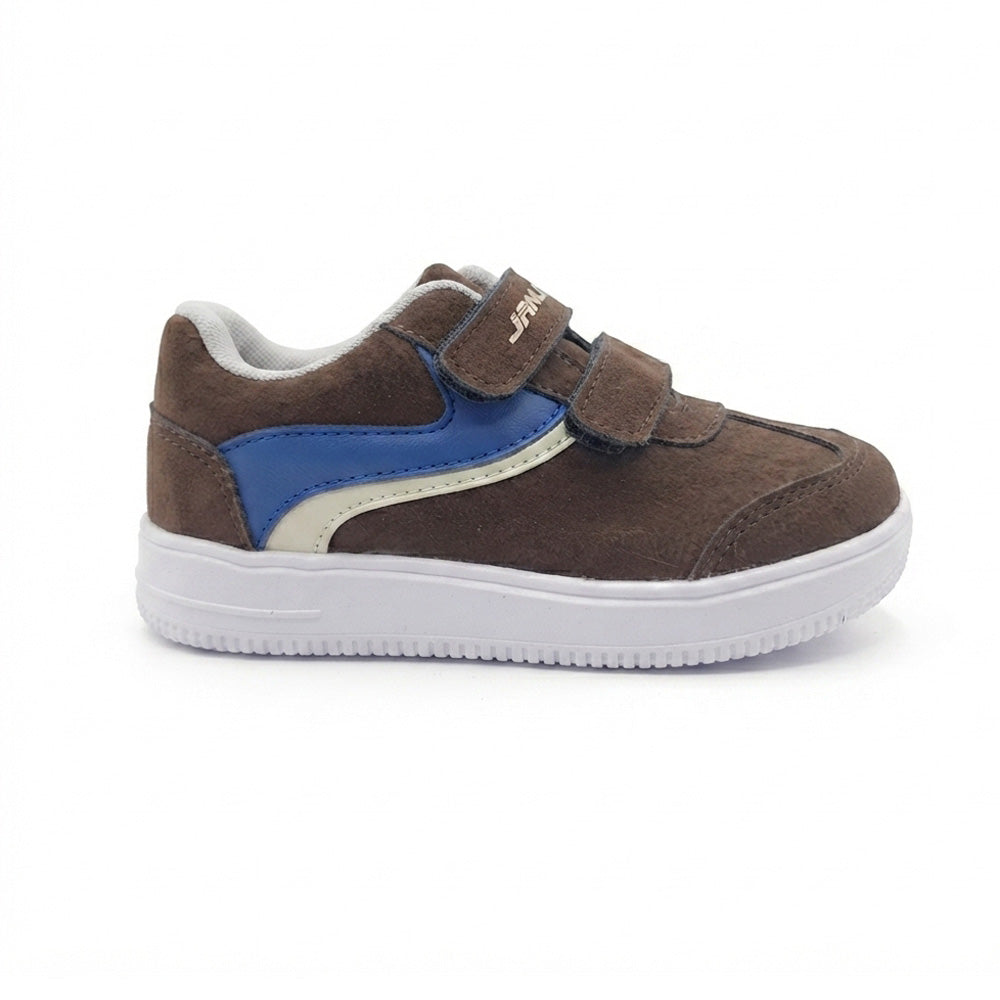 Tenis Casual Para Niño Janlo 6092 Chocolate Azul Ab0701