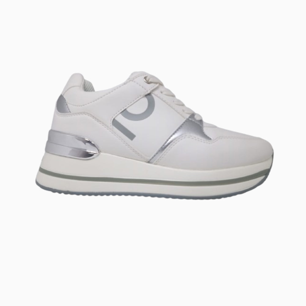 Tenis Casual Para Dama Capa De Ozono 616801 Blanco Plata Ab0701