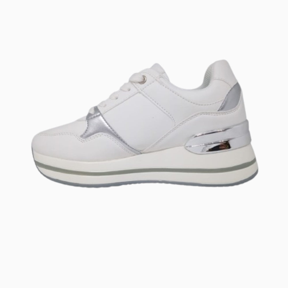 Tenis Casual Para Dama Capa De Ozono 616801 Blanco Plata Ab0701