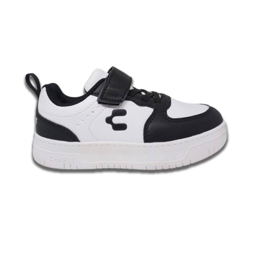 Tenis Casual Para Niño Charly 65383 Blanco Negro Ab0701