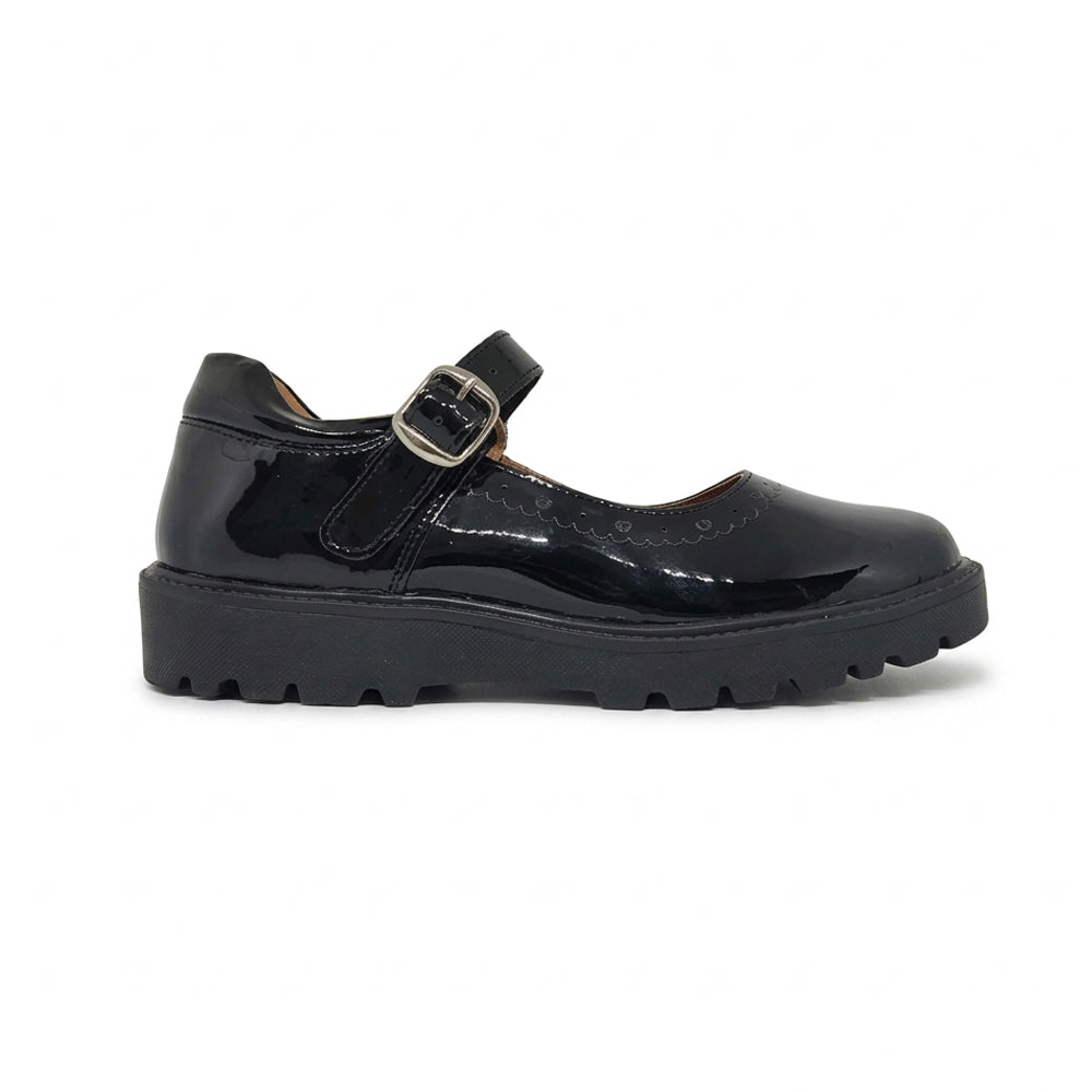 Calzado Escolar Para Niña Yonder 6600 Negro Charol Ab0701